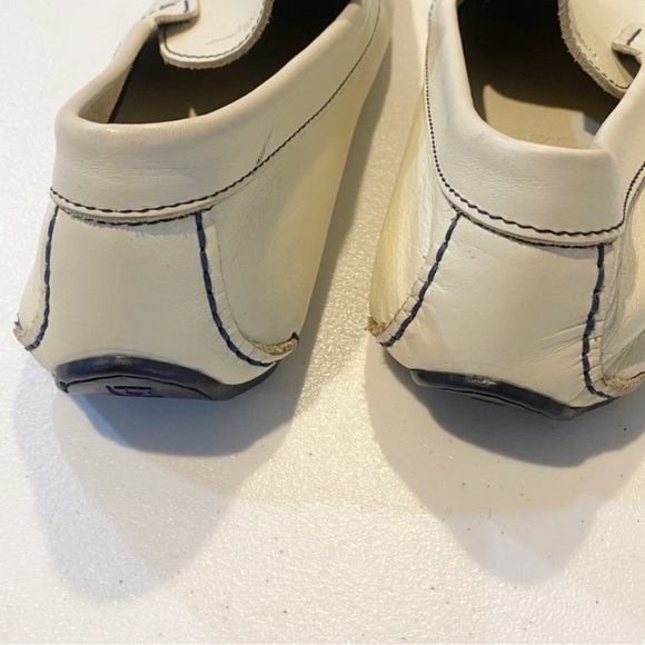SALVATORE FERRAGAMO Leather Driving Loafers Off White - Picture 11 of 15